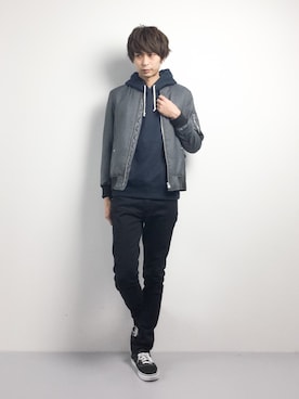 「STUDIOUS（ステュディオス）のアイテム（MA-1）」を使った、セキユウスケさん（メンズ・180cm）の冬コーディネート