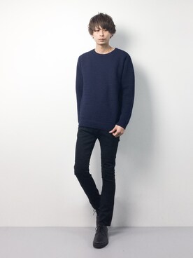 「SHAREEF（シャリーフ）のアイテム（パンツ）」を使った、セキユウスケさん（メンズ・180cm）の冬コーディネート