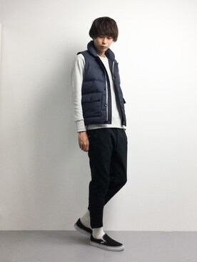 「417 EDIFICE（フォーワンセブンエディフィス）のアイテム（ダウンベスト）」を使った、セキユウスケさん（メンズ・180cm）の冬コーディネート