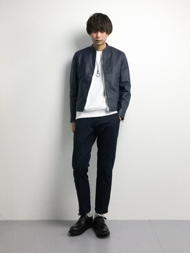 「URBAN RESEARCH Sonny Label（アーバンリサーチサニーレーベル）のアイテム（ライダースジャケット）」を使った、セキユウスケさん（メンズ・180cm）の冬コーディネート