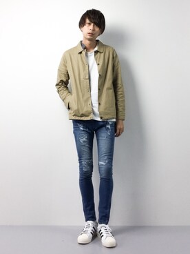 「ZIP FIVE（ジップファイブ）のアイテム（その他アウター）」を使った、セキユウスケさん（メンズ・180cm）の春コーディネート