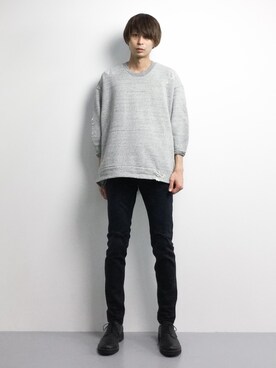 「glamb（グラム）のアイテム（スウェット）」を使った、セキユウスケさん（メンズ・180cm）の春コーディネート