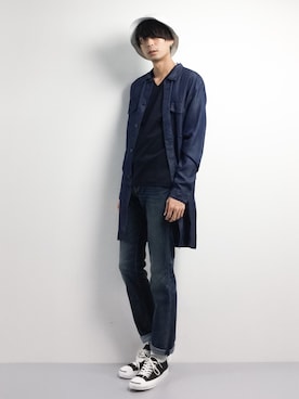 「Right-on（ライトオン）のアイテム（デニムパンツ）」を使った、セキユウスケさん（メンズ・180cm）の春コーディネート