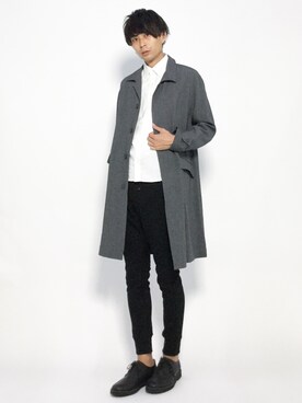 「ADAM ET ROPE'（アダムエロペ）のアイテム（ステンカラーコート）」を使った、セキユウスケさん（メンズ・180cm）の夏コーディネート