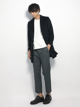 「STUDIOUS（ステュディオス）のアイテム（チェスターコート）」を使った、セキユウスケさん（メンズ・180cm）の夏コーディネート
