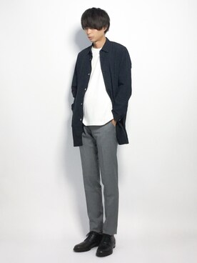 「Steven Alan（スティーブンアラン）のアイテム（ステンカラーコート）」を使った、セキユウスケさん（メンズ・180cm）の夏コーディネート