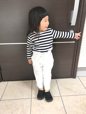 「no brand（ノーブランド）のアイテム（スリッポン）」を使った、YAEさん（キッズ・80cm）の春コーディネート