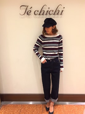 「Te chichi（テチチ）のアイテム（キャスケット）」を使った、SUZUKI YUNAさん（レディース・161cm）の夏コーディネート