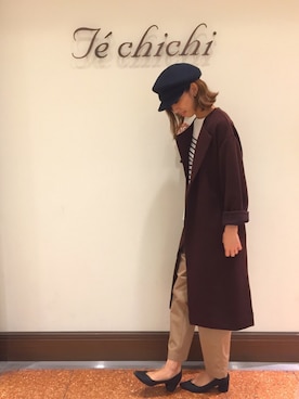 「Te chichi（テチチ）のアイテム（キャスケット）」を使った、SUZUKI YUNAさん（レディース・161cm）の秋コーディネート