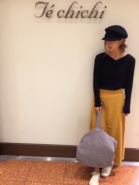 「Te chichi（テチチ）のアイテム（キャスケット）」を使った、SUZUKI YUNAさん（レディース・161cm）の秋コーディネート