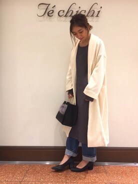 「Te chichi TERRASSE」｜「アイテム（その他アウター）」を使った、SUZUKI YUNAさん（レディース・161cm）の秋コーディネート
