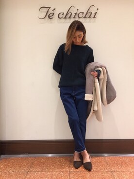 「Te chichi TERRASSE」｜「アイテム（ムートンコート）」を使った、SUZUKI YUNAさん（レディース・161cm）の秋コーディネート