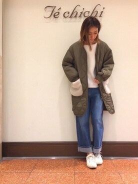 「Te chichi TERRASSE」｜「アイテム（その他アウター）」を使った、SUZUKI YUNAさん（レディース・161cm）の秋コーディネート