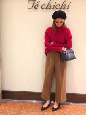 「テチチ(Te chichi)」｜「アイテム（ハンチング/ベレー帽）」を使った、SUZUKI YUNAさん（レディース・161cm）の秋コーディネート