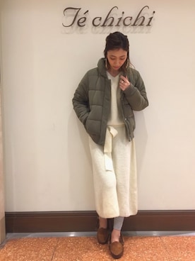 「Te chichi TERRASSE」｜「アイテム（ブルゾン）」を使った、SUZUKI YUNAさん（レディース・161cm）の冬コーディネート