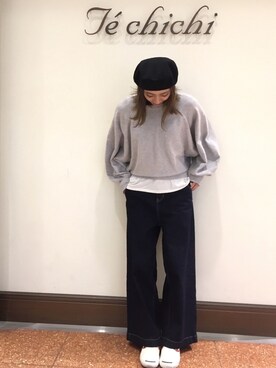「テチチ(Te chichi)」｜「アイテム（ハンチング/ベレー帽）」を使った、SUZUKI YUNAさん（レディース・161cm）の春コーディネート