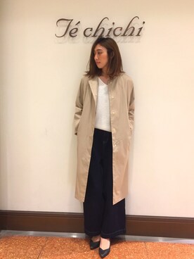 「Te chichi CLASSIC（テチチクラシック）のアイテム（ノーカラージャケット）」を使った、SUZUKI YUNAさん（レディース・161cm）の春コーディネート