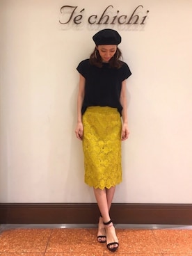 「テチチ(Te chichi)」｜「アイテム（ハンチング/ベレー帽）」を使った、SUZUKI YUNAさん（レディース・161cm）の夏コーディネート