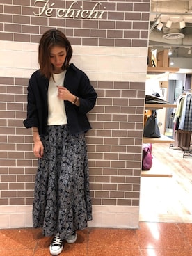 「Te chichi TERRASSE（テチチテラス）のアイテム（ミリタリージャケット）」を使った、SUZUKI YUNAさん（レディース・161cm）の秋コーディネート