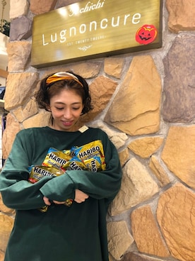 「Lugnoncure（ルノンキュール）のピーチ起毛後ろ開きチュニック（Tシャツ/カットソー、グリーン系）」を使った、SUZUKI YUNAさん（レディース・161cm）の秋コーディネート
