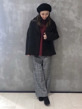 「Te chichi TERRASSE（テチチテラス）のアイテム（ハンチング/ベレー帽）」を使った、SUZUKI YUNAさん（レディース・161cm）の秋コーディネート