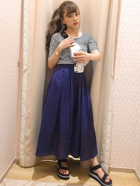 「アイテム（ボディバッグ/ウエストポーチ、シルバー系）」を使った、Harukaさん（レディース・158cm）の夏コーディネート