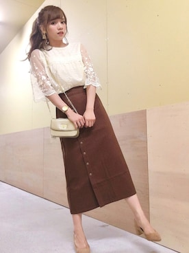 「刺繍」｜「アイテム（アナログ腕時計）」を使った、Harukaさん（レディース・158cm）の夏コーディネート