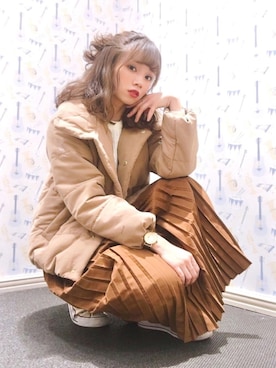 「earth music&ecology（アースミュージックアンドエコロジー）のアイテム（ジャケット/アウター）」を使った、Harukaさん（レディース・158cm）の冬コーディネート