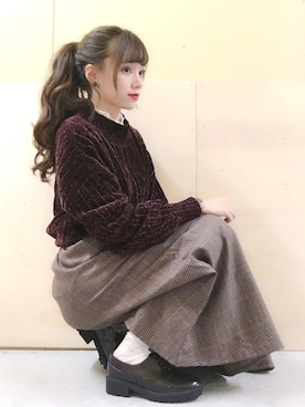 「ブラウンコーデ」｜「アイテム（アナログ腕時計）」を使った、Harukaさん（レディース・158cm）の秋コーディネート