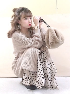 「ワッフル」｜「アイテム（パンプス）」を使った、Harukaさん（レディース・158cm）の冬コーディネート