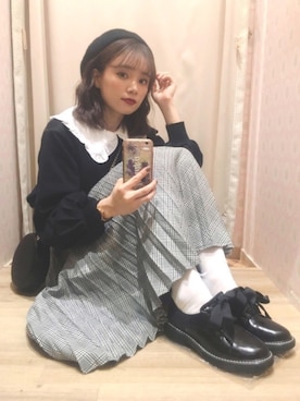 「チェック柄に恋してる」｜「アイテム（帽子）」を使った、Harukaさん（レディース・158cm）の秋コーディネート