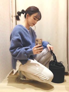 「RANDA（ランダ）のアイテム（バレエシューズ）」を使った、Harukaさん（レディース・158cm）の冬コーディネート