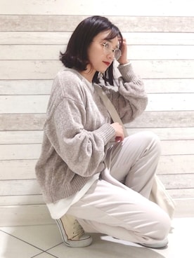 「Paul Hewitt（ポールヒューイット）のアイテム」を使った、Harukaさん（レディース・158cm）の冬コーディネート