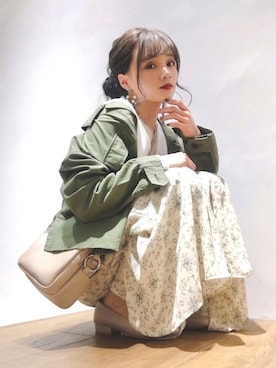 「earth music&ecology（アースミュージックアンドエコロジー）のアイテム（ジャケット/アウター）」を使った、Harukaさん（レディース・158cm）の冬コーディネート