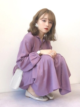 「ラベンダー」｜「アイテム（その他）」を使った、Harukaさん（レディース・158cm）の春コーディネート