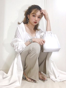「スリットパンツ」｜「アイテム（その他）」を使った、Harukaさん（レディース・158cm）の春コーディネート