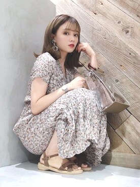 「カシュクールワンピース」｜Harukaさん（レディース・158cm）の夏コーディネート