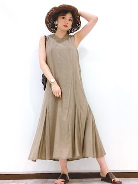 「ペーパーハット」｜「アイテム（その他）」を使った、Harukaさん（レディース・158cm）の夏コーディネート