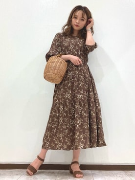 「HALIN（ハリン）のアイテム（かごバッグ）」を使った、Harukaさん（レディース・158cm）の夏コーディネート