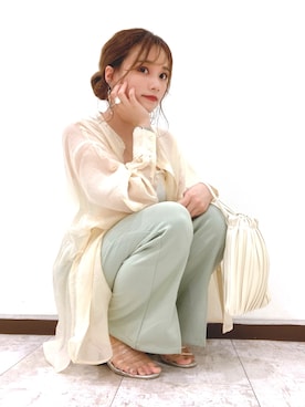 「プリーツバッグ」｜Harukaさん（レディース・158cm）の夏コーディネート