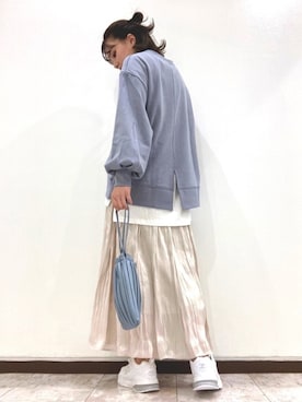 「サックスブルー」｜「アイテム（その他）」を使った、Harukaさん（レディース・158cm）の秋コーディネート