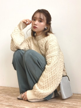 「サテンパンツ」｜「アイテム（その他）」を使った、Harukaさん（レディース・158cm）の秋コーディネート