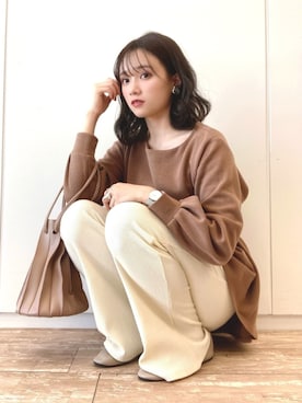 「プリーツバッグ」｜Harukaさん（レディース・158cm）の冬コーディネート