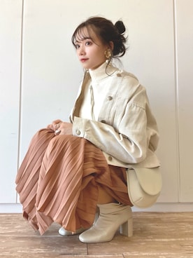 「earth music&ecology（アースミュージックアンドエコロジー）のアイテム（ジャケット/アウター）」を使った、Harukaさん（レディース・158cm）の冬コーディネート