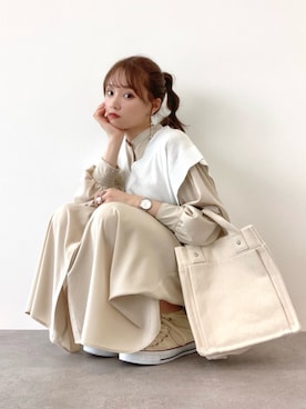 「SLURR（スラ―）のアイテム（ワンピース/ドレス）」を使った、Harukaさん（レディース・158cm）の春コーディネート