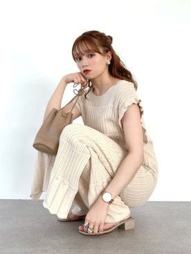 「SLURR（スラ―）のアイテム」を使った、Harukaさん（レディース・158cm）の春コーディネート