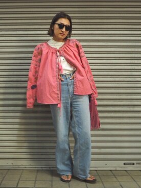 「ビーチサンダル」｜「アイテム（その他アウター）」を使った、ukoさん（レディース・159cm）の夏コーディネート