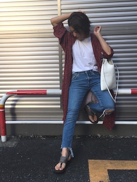 「Hanes」｜「アイテム（その他アウター）」を使った、ukoさん（レディース・159cm）の夏コーディネート