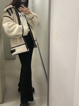 「Chico（チコ）のアイテム（ムートンコート）」を使った、nonoさん（レディース・160cm）の冬コーディネート