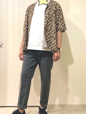 「GLOBAL WORK（グローバルワーク）のアイテム（シャツ/ブラウス、ブラウン系）」を使った、sugojさん（メンズ・175cm）の夏コーディネート